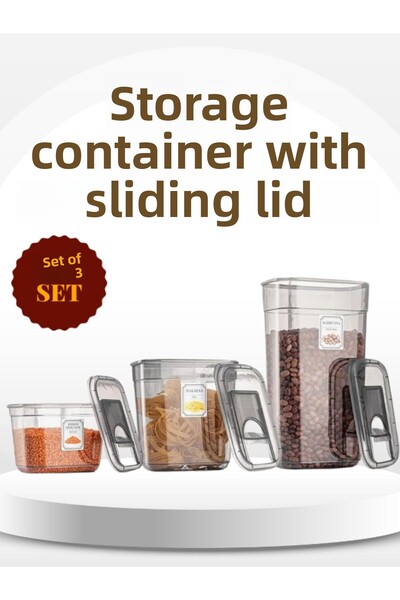 Violet Set of 3 Sliding Lid Storage Containers - Anthracite Color (3200 Ml, 2000 Ml, 1300 ml)