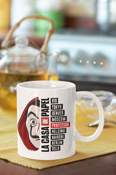 Piktorya كوب أبيض مطبوع عليه أسماء لاعبي La Casa De Papel هدية رائجة