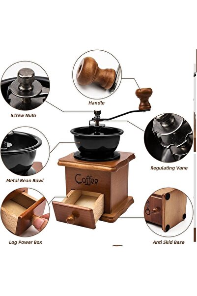 Keyfi Sepet Retro WooDen Manual coffee GrinDer and Spice Mill