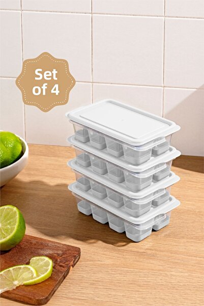 Vienev 4-Piece Silicone Ice Mold 8 Compartments White