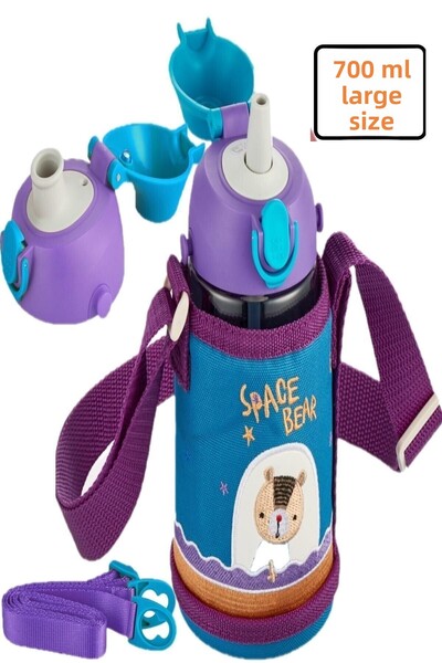 SEYFİKİRTASİYE زجاجة مياه تريتان سعة 700 مل من Uzspace مع غطاء كبير وغطاء منف...