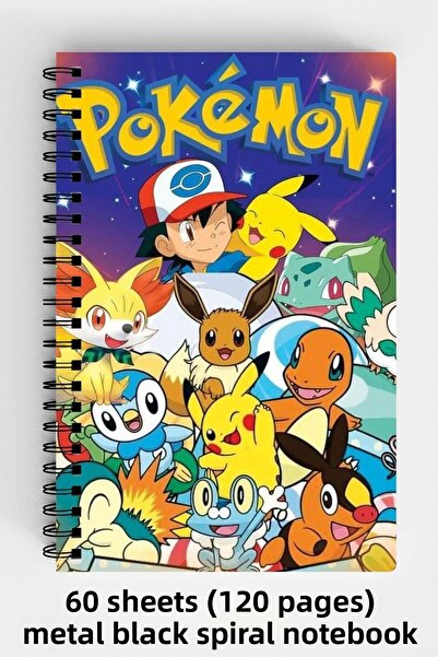 Anime Marketi تصميم شخصيات البوكيمون A5 دفتر بغلاف صلب حلزوني 120 ورقة