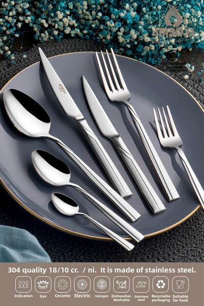 Amboss Dorado 84 Piece Stainless Steel Fork Spoon Knife Set Boxed