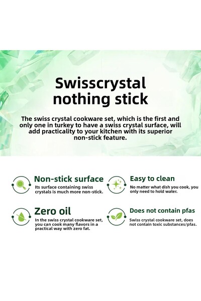Karaca FIRST in Turkey!Swiss Crystal 7-Piece NON-FIRE NON-STITCH POT Set, EASY CLEAN & ZERO OIL