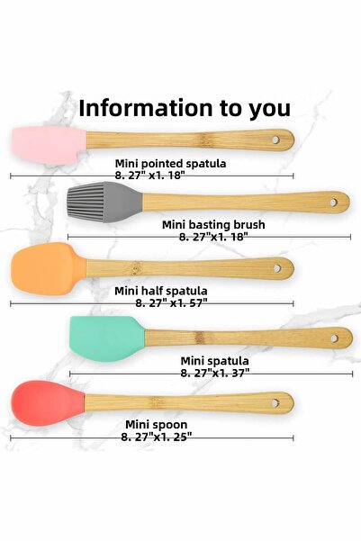 ARVALE Set of 5 Silicone Brush Scraper Spatula Cutter Spoon | Silicone Spatula Set