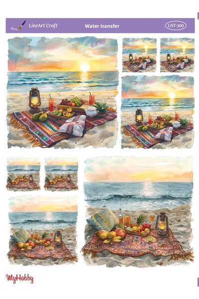 LİNEART Lnt-300 Beach - 25*35 cm Sunset, Water Transfer
