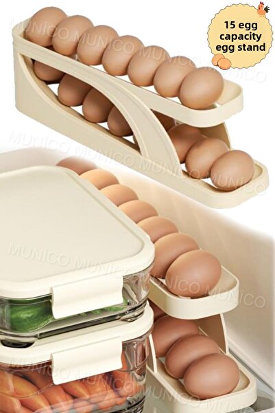 Gaggani Egg Storage Box Two Layers Automatic Swivel Shelf Stylish Design High Capacity and Space Saving