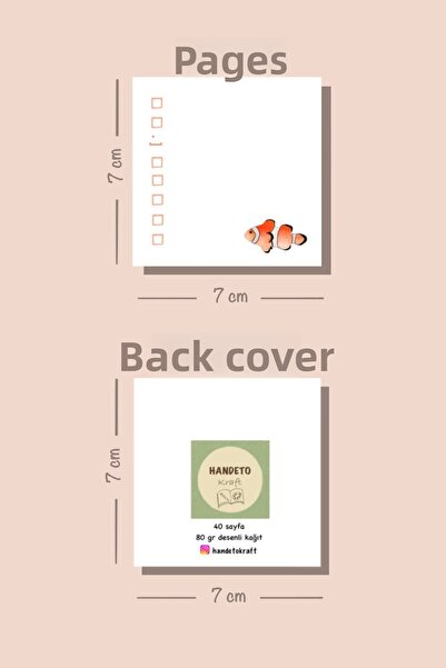 Handeto Kraft مجموعة من 4 لوحات مذكرة ملونة - دفتر ملاحظات صغير قابل للسحب، 7x7 سم، 40 SF