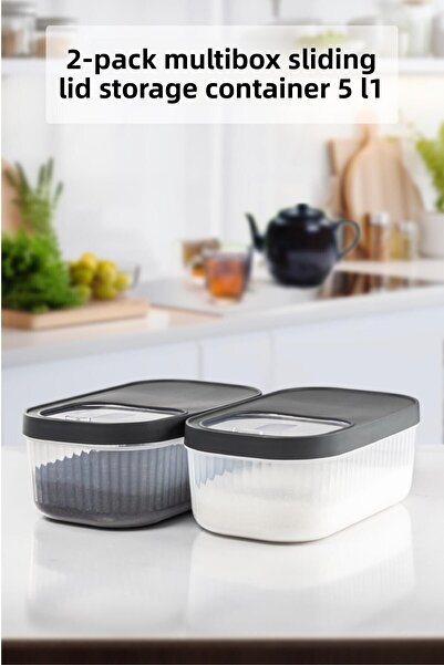 EWs 2-Piece 5 LT Multibox - Storage and Food Container with Sliding Lid, Dust and Tablet Detergent Box