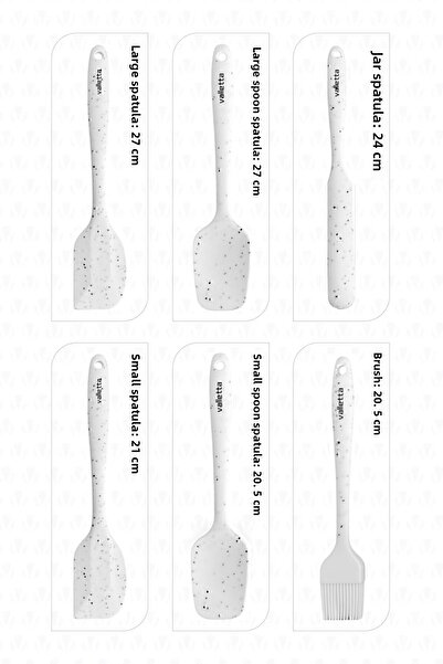 valletta Drongo 6 Piece White Dotted Heat Resistant Fireproof Non-Stick Silicone Spatula Set