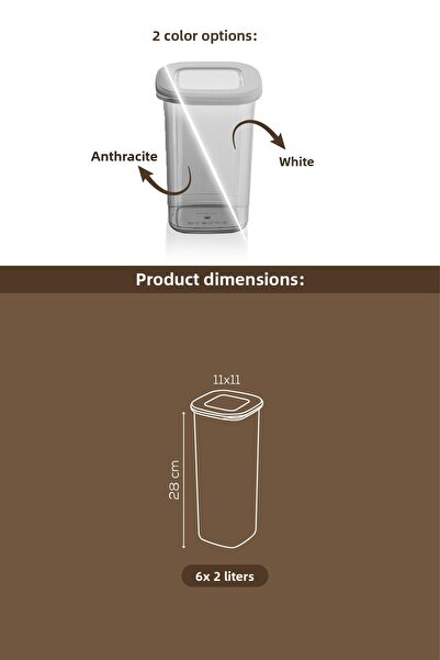 Vienev Silicone Lid 2 Liter White White Pulses Storage Container with Label 6 Pieces