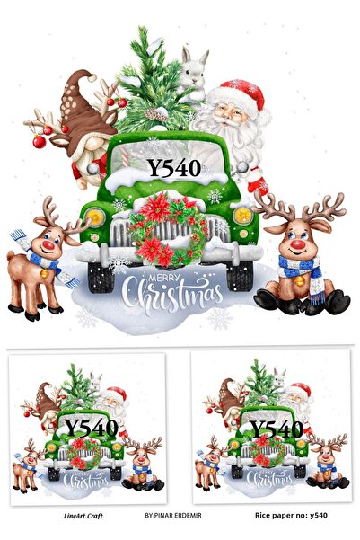 LİNEART ورق ديكوباج نحاسي بنمط رأس السنة الجديدة رقم: SUMMER540 - 29X42 سم