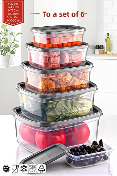Nandy Home Set of 6 Rectangular Easybox Multi-Purpose Storage Containers Set That Can Be Used in Microwave and Freezer