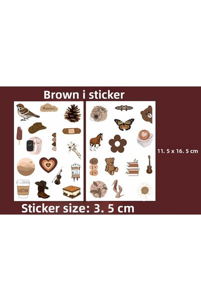 Akumastik Vsco Brown Aesthetic Planner Bullet Journal Laptop Sticker Set 3,5cm - 30 Pieces