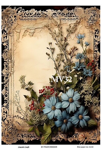 LİNEART Brass Decopage Paper - Blue32, 29X42Cm
