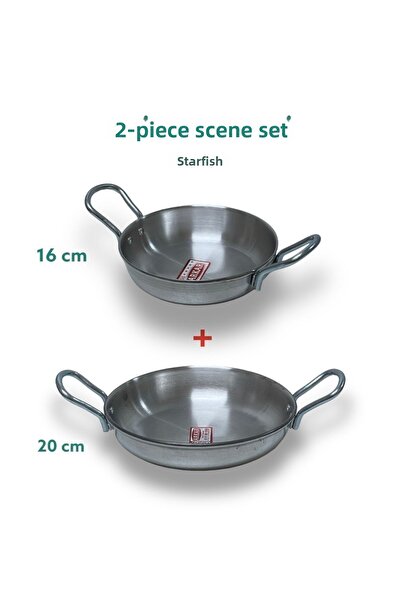 YILDIZ ARKAR Aluminum Omelette Pan Set 2-Piece Metal Handle (20-16 cm)