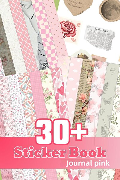 Postifull مجموعة ملصقات مجلة وردية، 40 قطعة ملصقات ملونة، كتاب ملصقات، كتاب ملصقات، مجلة رصاصة، مجلة يومية