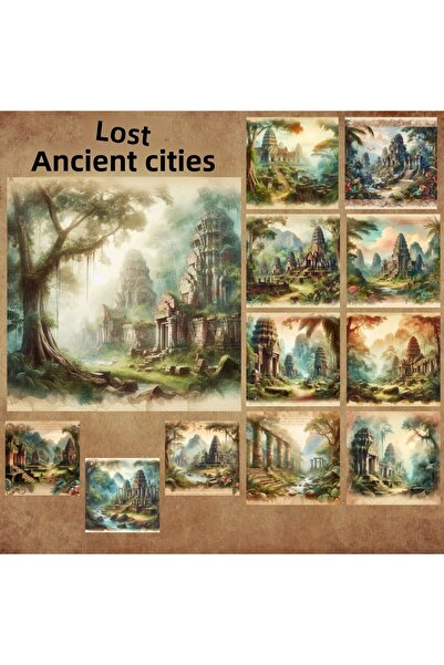 Pink Swan Craft Vintage 12 bucăți orașe antice pierdute album de însemnări Bu...