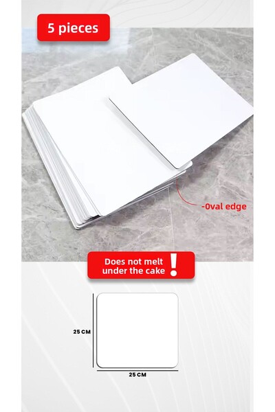 Kuzeylina 25X25 Mdf White Cake Base - 3mm Durable Cake Base (5 Pieces)