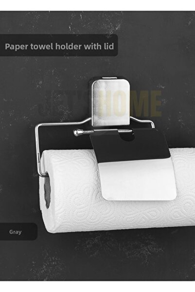 Jet's Home Paper Towel Holder with Lid Stainless Napkin Holder Steel Bathroom Towel Holder Organizer Chrome