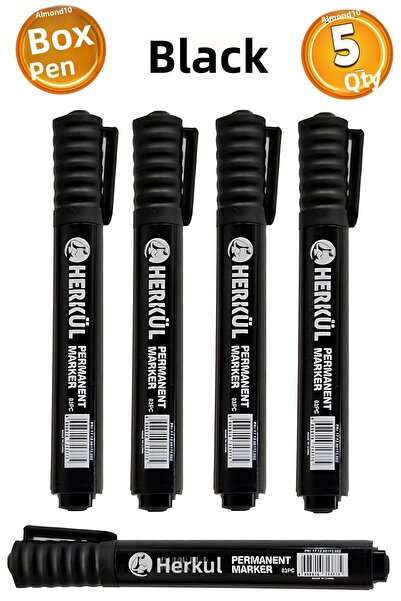 Herkül قلم أسود - كيس من المعدن والبلاستيك والزجاج، ورق مقوى مقاوم للماء، 5 قطع