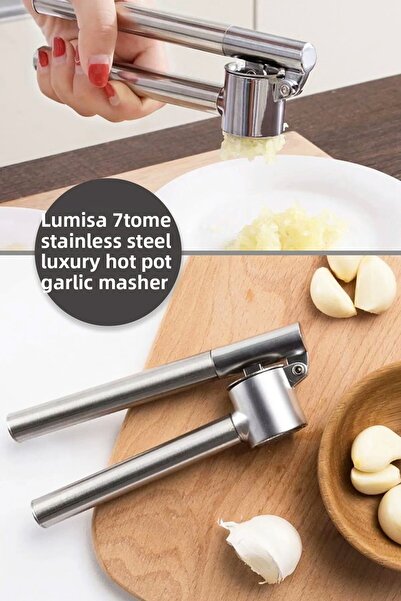 Lumisa Home هراسة الثوم المصنوعة من الفولاذ المقاوم للصدأ، هراسة الثوم العملية، هراسة الثوم الفاخرة من الفولاذ