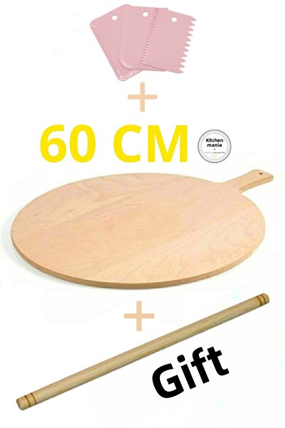 Kitchen Mania لوح خبز 60 سم - لوح لف العجين - شوبك وقطاعة عجين هدية