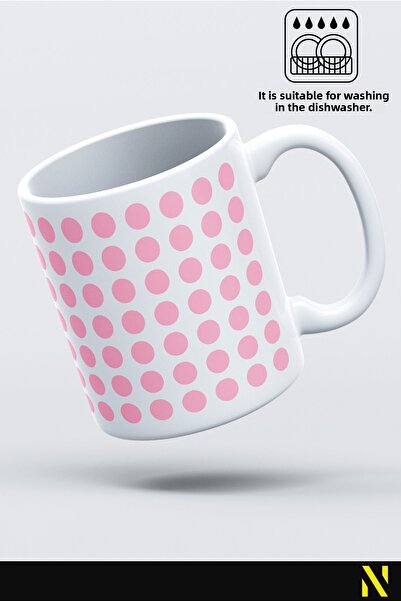 nilizma Pink Colored Dot Patterned Colorful Mug Cup – 330 ml Mug | Stylish and Durable Design