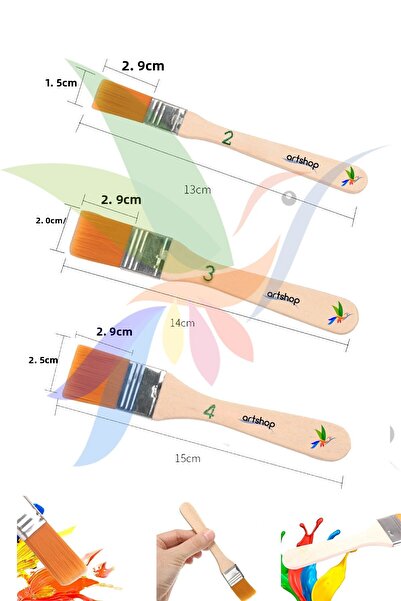 Artshop Size 2-3-4 Floor Brush, For Acrylic, Oil, Gouache, Water Color, Synth...