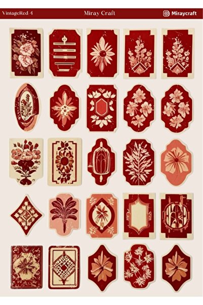 MirayDesign 1 autocolant tematic vintage roșu (12x17 cm) pentru Bullet Journa...