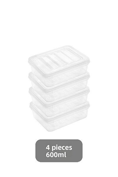 Meleni Home 4-Piece Microwave Compatible Storage Container with Transparent Lid - Organizer Organizer Food Storage Container 4X600Ml