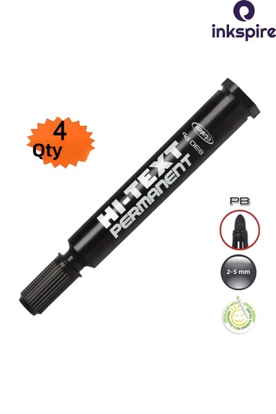 inkspire قلم تحديد دائم ذو رأس مستدير 4 قطع، قلم تحديد من الأسيتات ذو طرف مسطح عالي النص، لتحديد صندوق الرسم