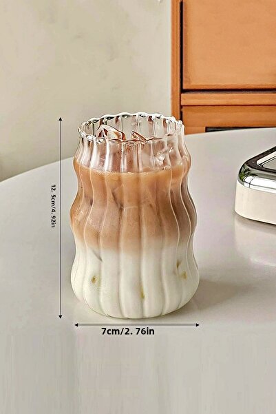 Tilbe Home Set of 2 Gourd Latte Glasses with Straws Nordic Style Glass Cups Coffee Cocktail Presentation Glass 500ml