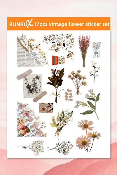 Runrux مجموعة ملصقات زهور عتيقة - جدول الأعمال، دفتر الملاحظات، الكمبيوتر الم...