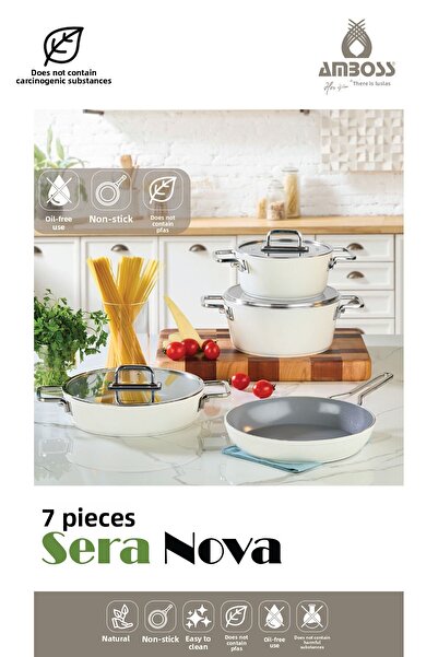 Amboss Sera Nova 7 Piece Ceramic Pot & Pan Set White