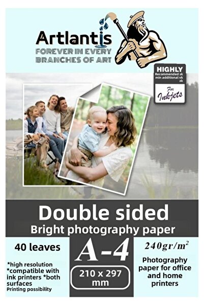 Artlantis ورق طباعة الصور A-4 240 جرام/م2 1 حزمة من 40 ورق صور A4 للكتابة بال...
