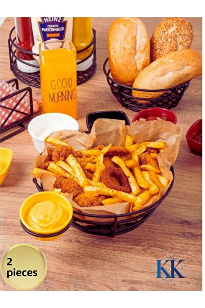 KENAN KAYA 2- Pcs Metal Large Size Round Sauce Bowl Metal Presentation Plate with Chamber