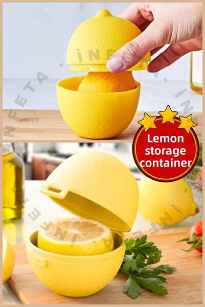 İnfeta حاوية تخزين الليمون الواقية من النضارة - حاوية تخزين واقية على شكل ليم...