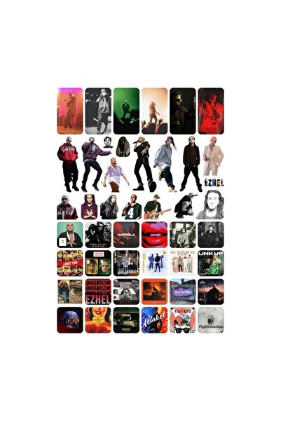 Ororabutik مجموعة ملصقات Ezhel Rap مكونة من 47 قطعة - مجموعة ملصقات كراسة الرسم