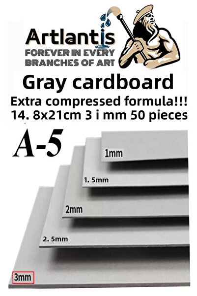Artlantis A5 Cardboard Gray 3 mm 50 Pcs 1 Package 14,8X21 cm A-5 Cardboard 3 ...