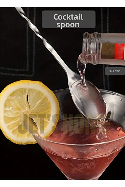 Jet's Home 40 cm Stainless Steel Cocktail Spoon - Barista and Bartender Practical