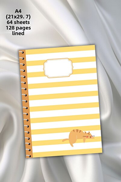 daily notebook دفتر ملاحظات مدرسي مقاس A4 أصفر مخطط - 64 ورقة (21x29,7 سم)
