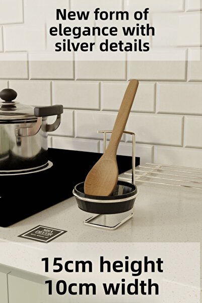 mba decor metal bending art Silver Metal Spoon Ladle Holder – Countertop Spoon Organizer Stainless Steel & Plastic