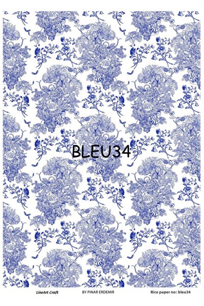 LİNEART Blue Blue Brass Decopage Paper - 29X42Cm No:Blue34