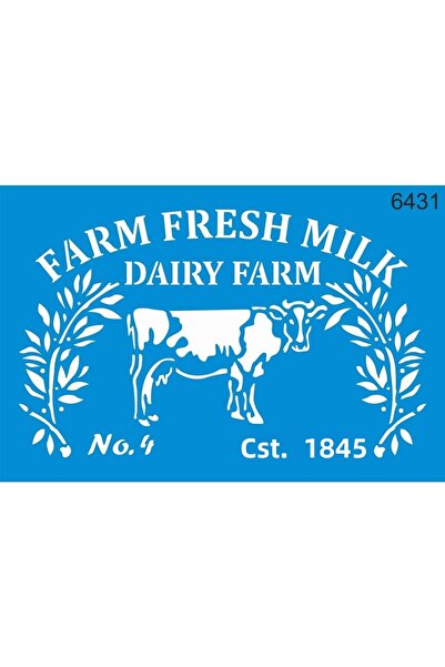 StencilSepeti Milk Farm Pattern - Stencil Painting Template - 20x30cm