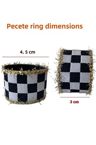 FANTASTIC 6 Pcs Red Glitter Checkers - Handmade Woven Napkin Ring & Napkin Ring