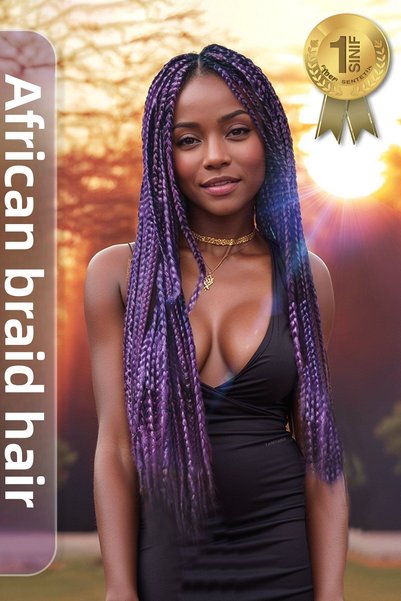 KONAK PERUK Dark Purple African Braid Rasta and Box Braid Fiber Synthetic Hair