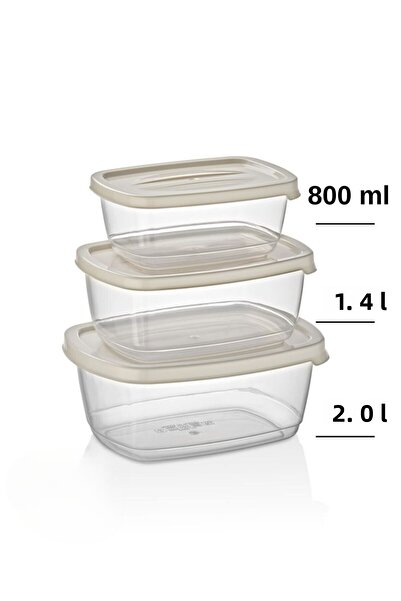 Mapple Home 3-Piece Storage Container with Lid 800 ml - 1.4 Lt - 2.0 Lt Food Storage Box