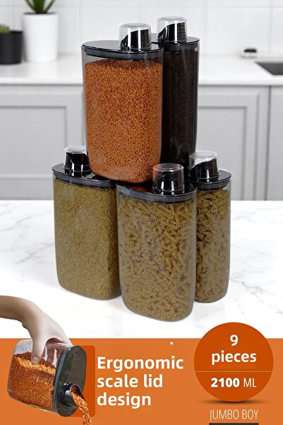 İronika Set of 6 Measured Storage Food and Pulse Containers with Silicone Lids 2100 ml