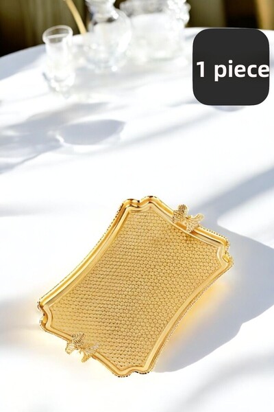 CocoVia Gold Presentation Tray - Butterfly Patterned, Rectangular Tray, 1 Piece